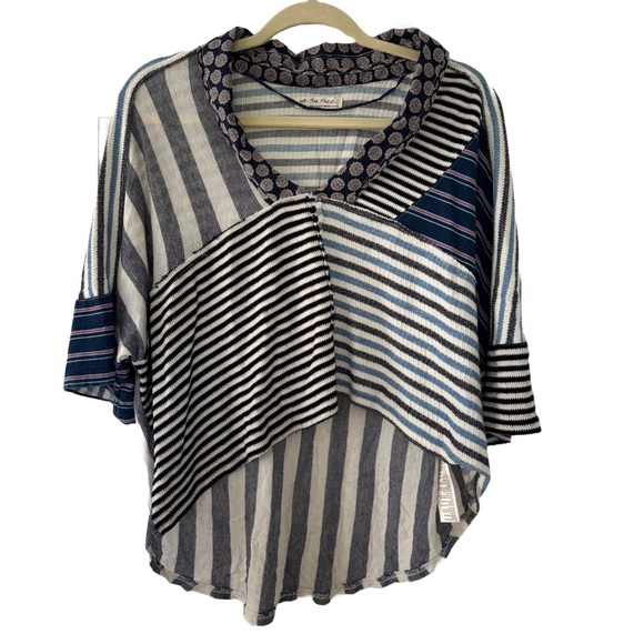 We the Free Patchwork Floral Oversized Top | Blue and White - Picture 1 of 3